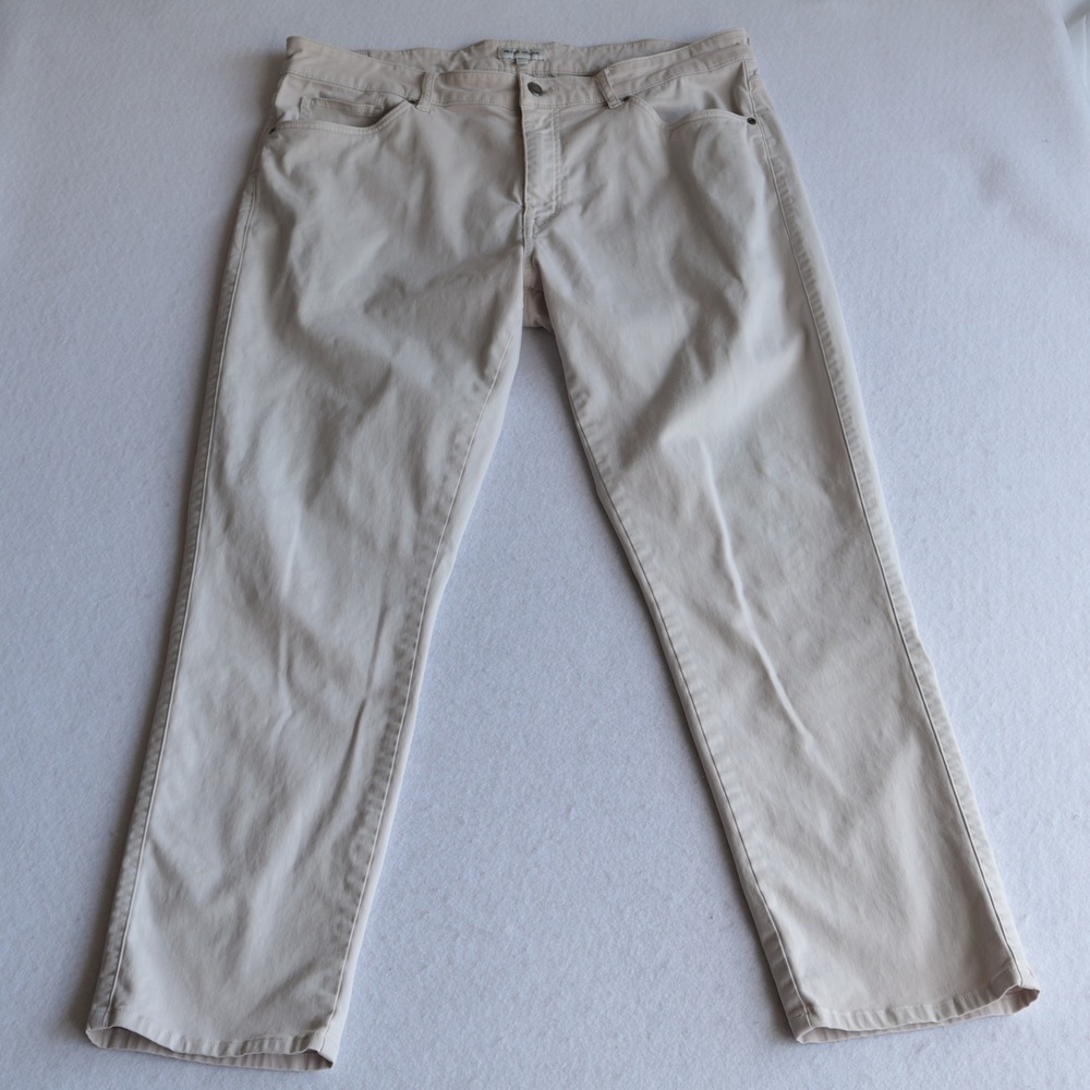 Peter Millar Signature Sateen Classic Fit Pants Beige Khaki 38x32 MS25B40FB
